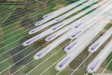 Wind and wakes over Penmanshield wind farm (UK) – from Tipspeed’s digital twin analysis