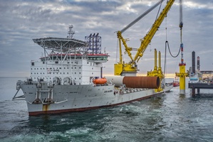 Jan De Nul’s Les Alizés is installing monopile foundations at Germany's Gode Wind 3 and Borkum Riffgrund 3