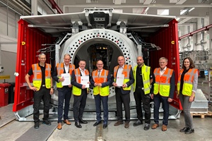 (from left to right) Volker Trebesch (Enercon Works Council), Wiard Siebels (Member of the Lower Saxony State Parliament), Udo Bauer (Enercon CEO), Grant Hendrik Tonne (Minister for Economic Affairs for Lower Saxony), Michael Jaxy (Enercon CFO), Kevin Kebel (Enercon Group Works Council), Horst Feddermann (Mayor of the City of Aurich), Lena Trebesch (Sales & After Sales Manager Northern Germany) 