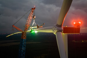 Construction of the UKA Mahlsdorf wind farm in Brandenburg Germany courtesy Flightseeing