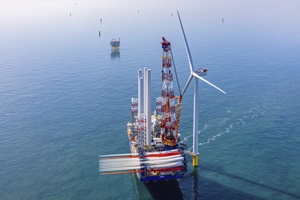 Ecowende installs first turbine at 760 MW Dutch offshore wind farm Credit Ecowende and Flying Focus scaled